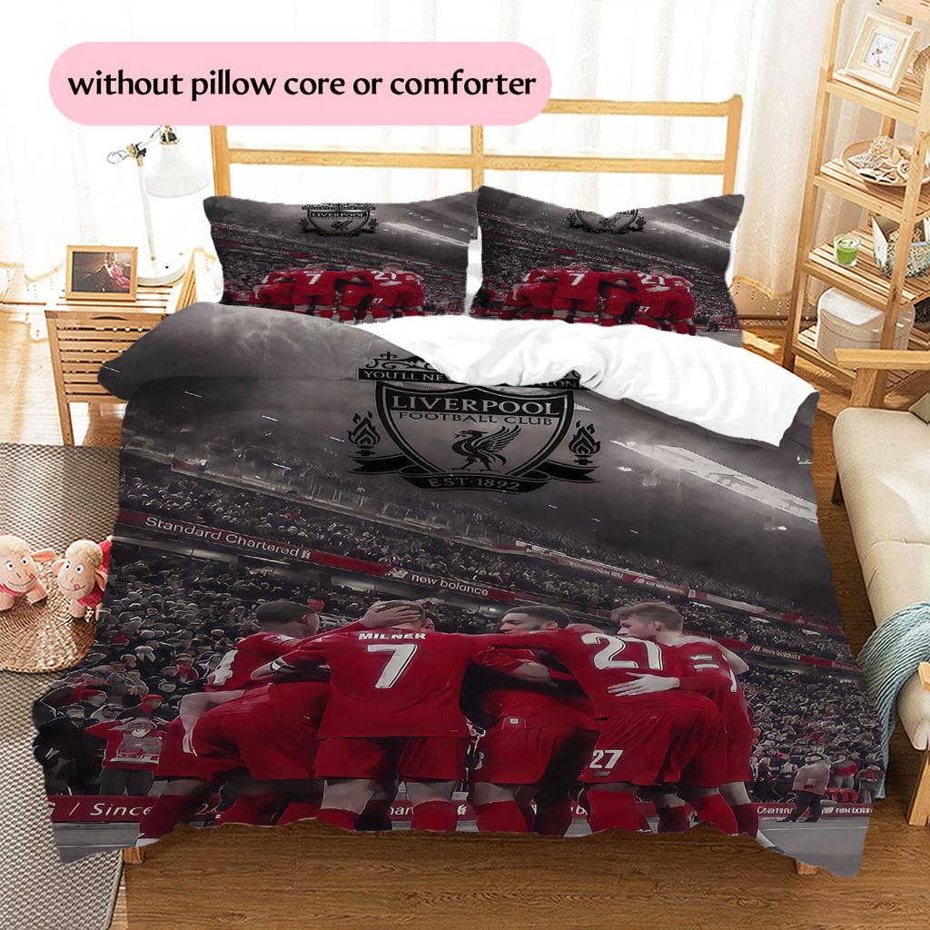 Liverpool Players Pattern Bedding Home Decoration Birthday Gift ( 1 Duvet Cover + 2 Pillowcase, Without Core),fan Merchandise.