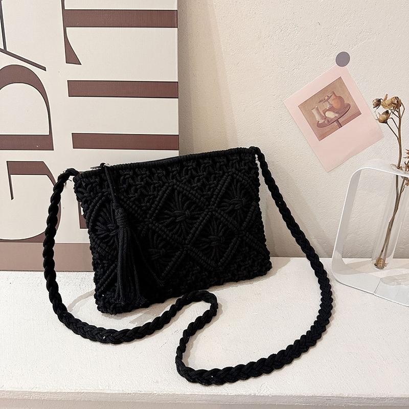 Fashi Woven Hollow Out Shoulder Bags Summer Crossbody Beach Travel Handbag Female Tassel Bag Women Messenger Bags