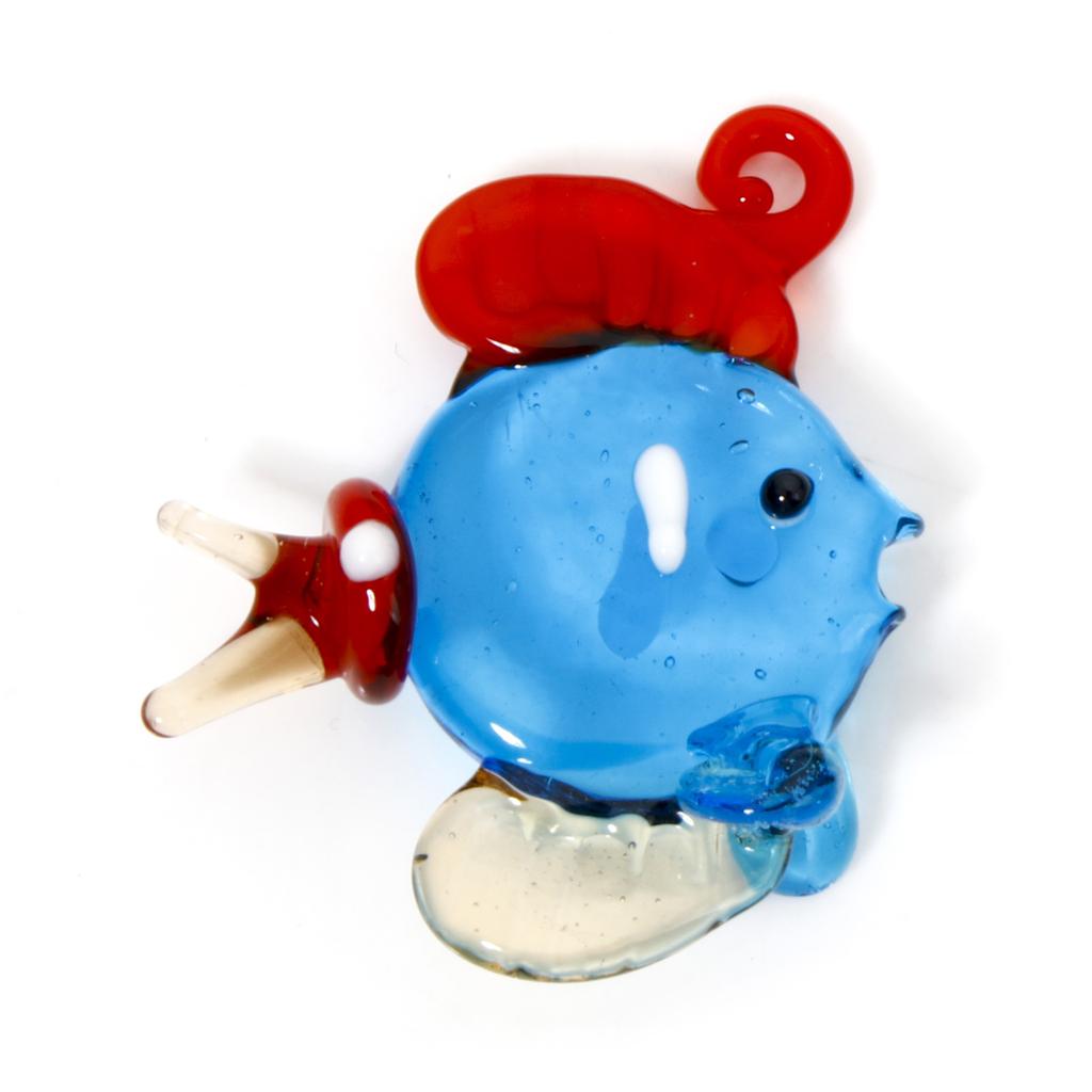 1 Piece 3D Fish Lampwork Charms Multicolor Glass Ocean Jewelry Pendants Cute Jewelry Accessories for Jewelry Making 3.5x3.4cm