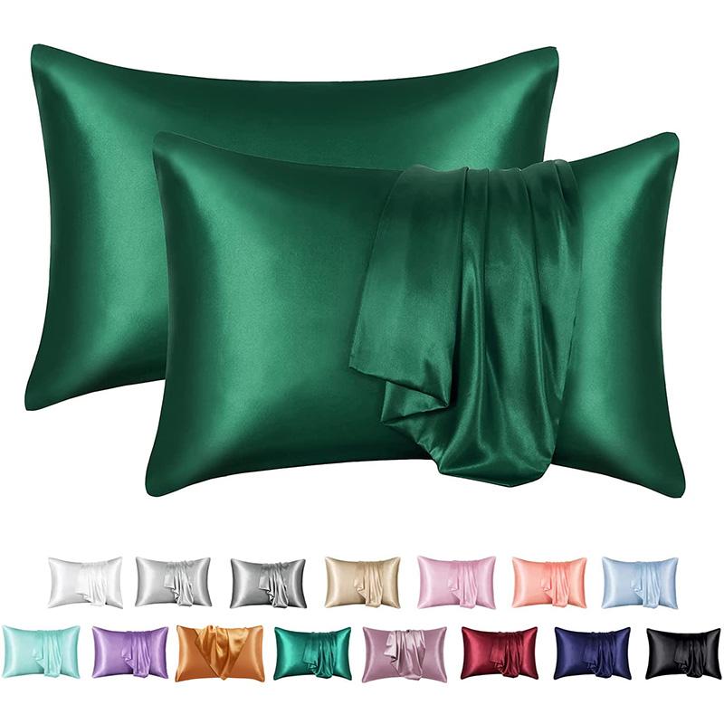 Zeby Luxury Silky Pillowcase Soft Comfortable Smooth Satin Pillow Cases High End Solid King Pillow Cover Home Queen Pillowcases