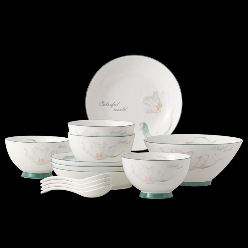 PHMI Flower Dream 13-Piece Enamel Dinnerware Set