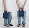 Dunst Hand Drawing Bloom Mini Bag — Handmade Paper Yarn Mini Tote with Floral Embroidery | Korean Designer | Navy / Natural Cream