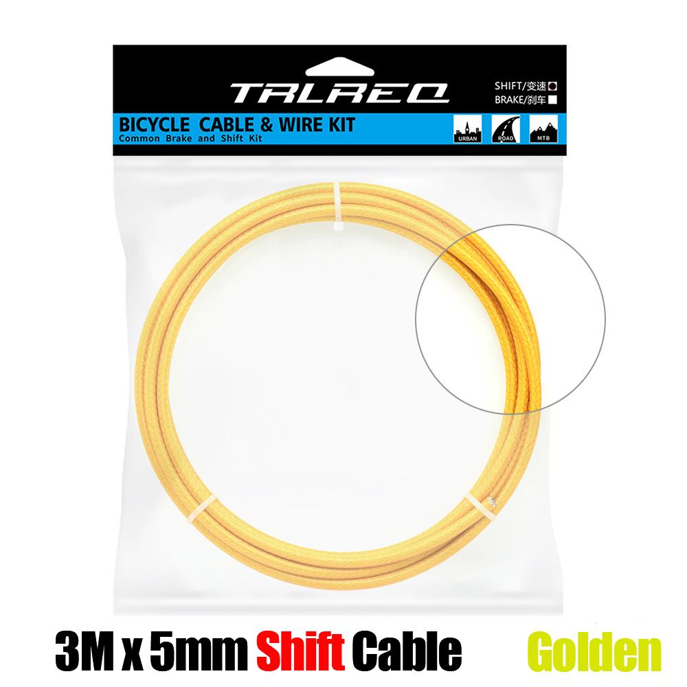 TRLREQ 3 Meters 5mm Bicycle Brake Cable Housing Bike Shift Line MTB Road Bike Derailleur Cable Weaving Pipe Shifting Wire Tube 5mm Shift Golden