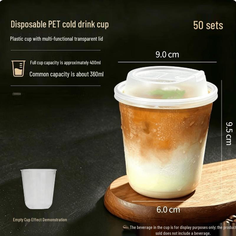 Lefanjie Disposable PET Cold Drink Cups with Lids