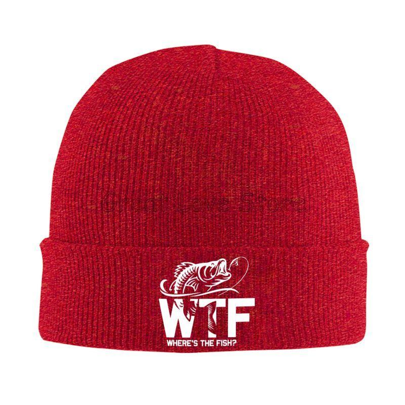 WTF Where's The Fish Print Beanie Hats Skullies Beanies Warm Soft Men Women Elastic Caps Autumn Winter Graphic Bonnet Hats