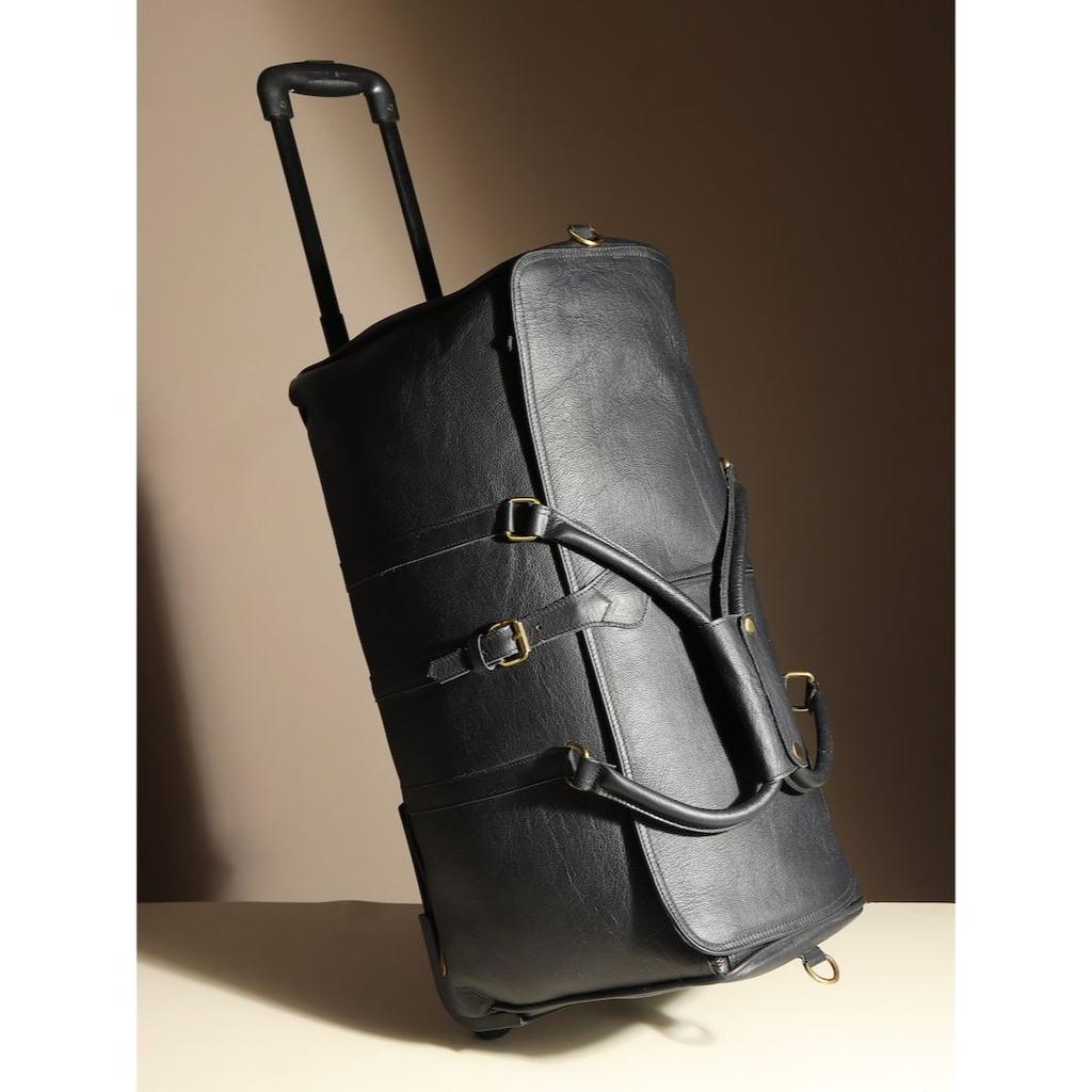 Leather Rolling Duffle Bag:  Buffalo Leather Weekend Cabin Holdall
