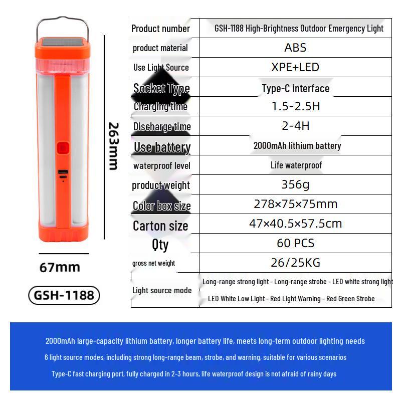 Multi-Functional Solar Camping Lantern & Mobile Work Light with Charging Feature
