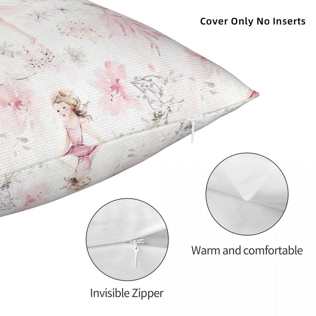 Little Ballerina Dancing Square Pillowcase Polyester Linen Velvet Pattern Zip Decor Throw Pillow Case Car Cushion Cover