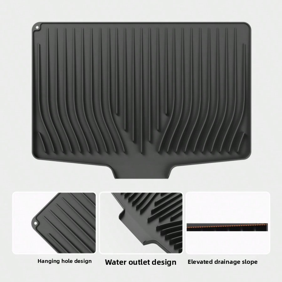 Kitchen Counter Silicone Drying Mat Silicone Dishes Drain Mat Tableware Insulation Slope Drain Mat