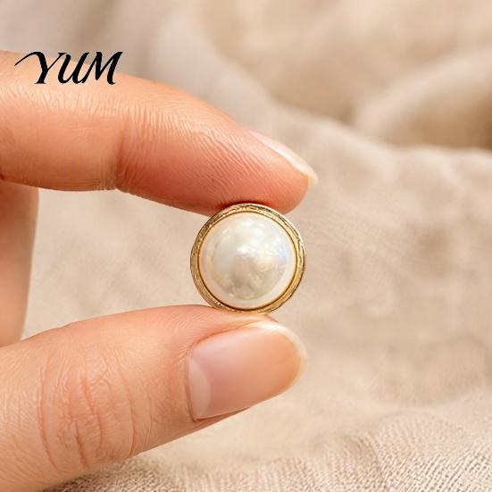 Magnetic Neckline Fastener 2Pcs Faux Pearl Clothes Button, Fake Cat Eye Stone Brooch Closure Button No Sew Safety Pin for Shirts Scarf Shawl Clothing
