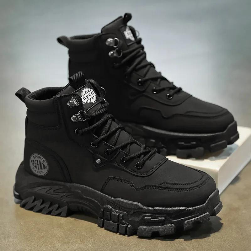 

Men Boots Cotton Boot Platform Autumn British High Top Retro Thick Sole Lace Up Comfort Anti Slip Sport Mountaineering Boot 40