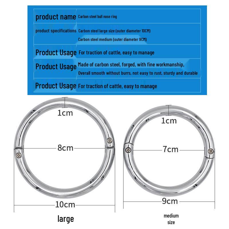 High-Quality Carbon Steel Large Bull Nose Ring for Cattle Fastening
