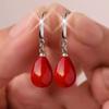 High Quality Elegant Red Drop Glaze Love Heart 925 Silver Needle Ladies Tassel Stud Earrings Jewelry Anti Allergy