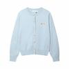Unisex Crew Neck Long Sleeve Loose Fit Korean Cotton Knit Sweater Fox Head Embroidery Pullover Cardigan Couple Knitwear