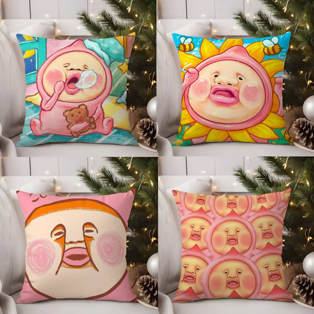 Jessica Chen Unisex Peach K-Kobito Zukan Pillow Case Sofa Living Room Bedroom Double-Sided Printing Square Cushion Nap Time Cushion Cover