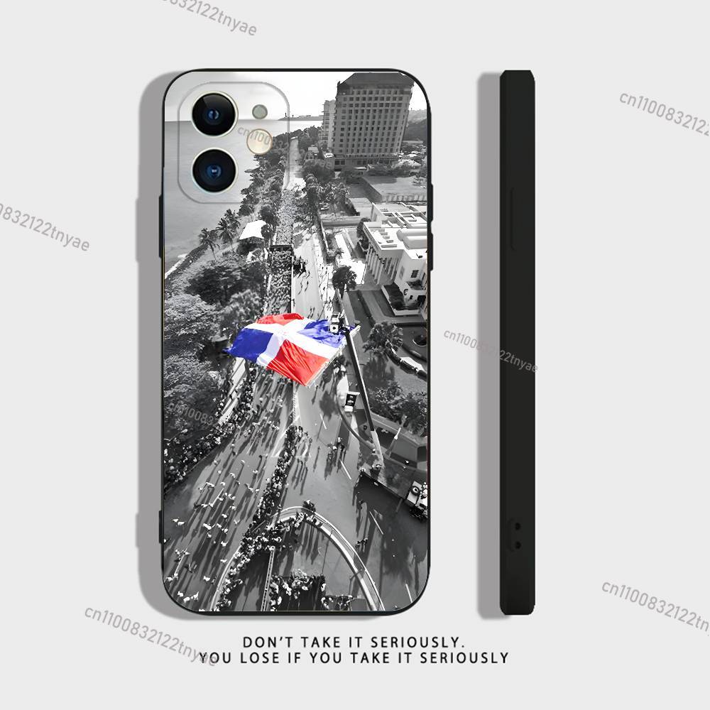 Dominican Republic Flag For iPhone 17,16,15,14,13,12,11,Pro,X,XS,Max,XR,Plus,Mini Soft Silicone Phone Case Black Shockproof TPU