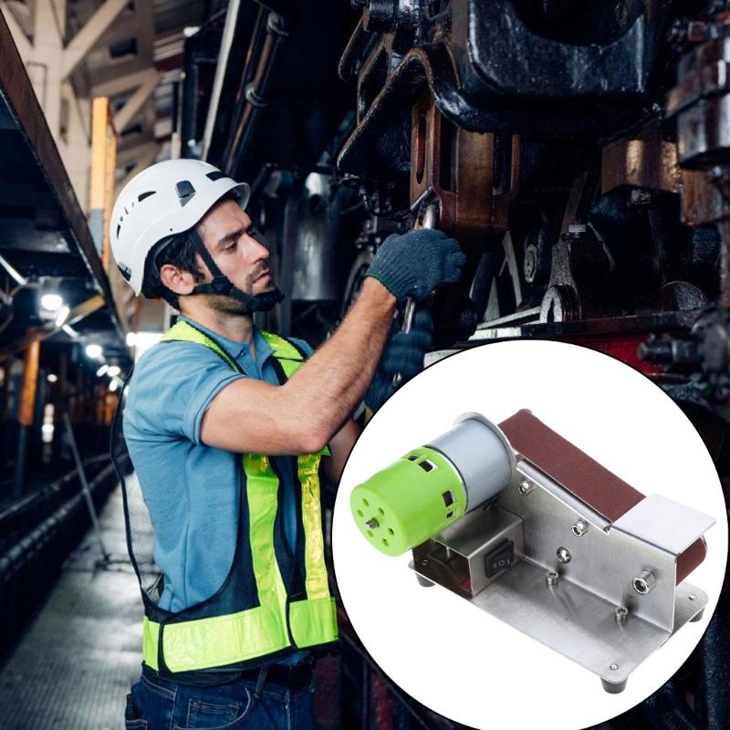 Mini Belt Sander 7 Adjustable Speed Electric Sharpener 15 Degree Belt Grinder Power Belt Sander for Metal Working