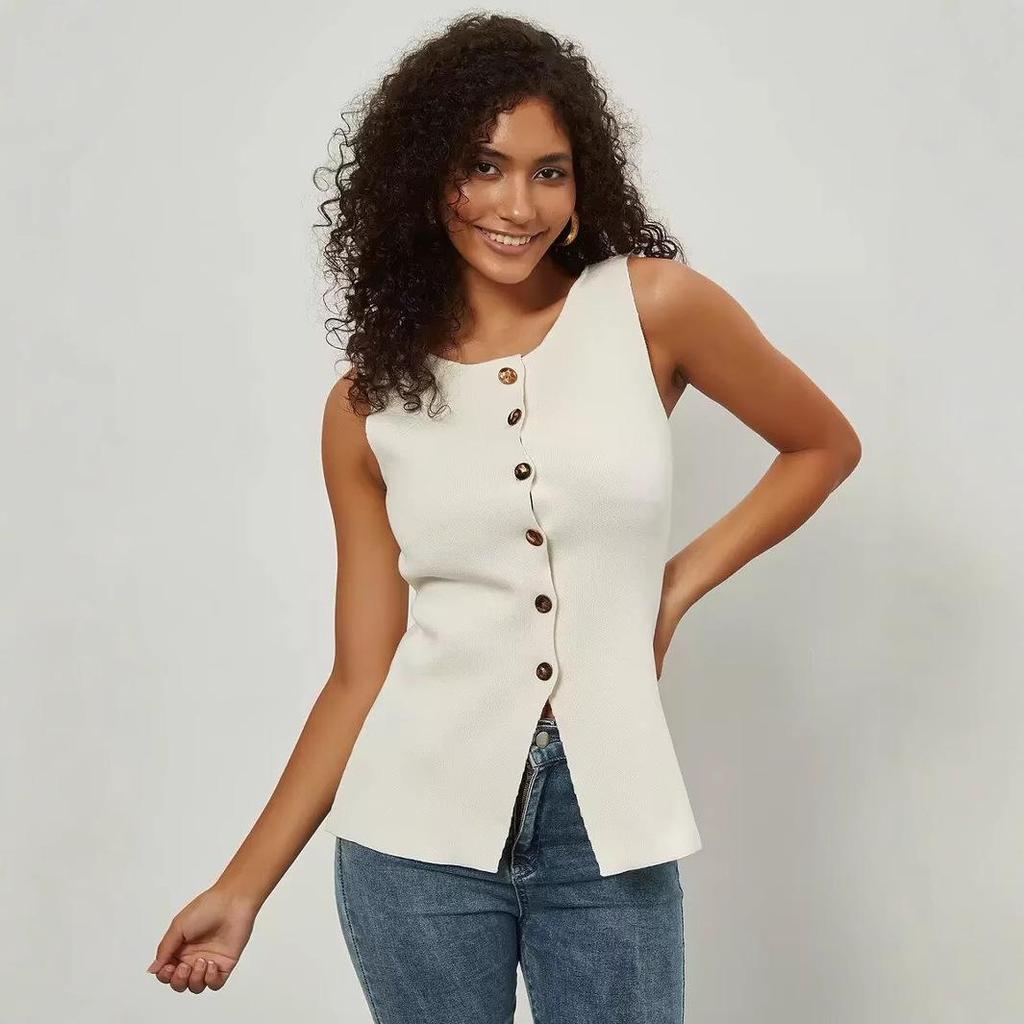 2025 Summer Women's Solid Color Sleeveless Top & Slim Fit Skirt Set