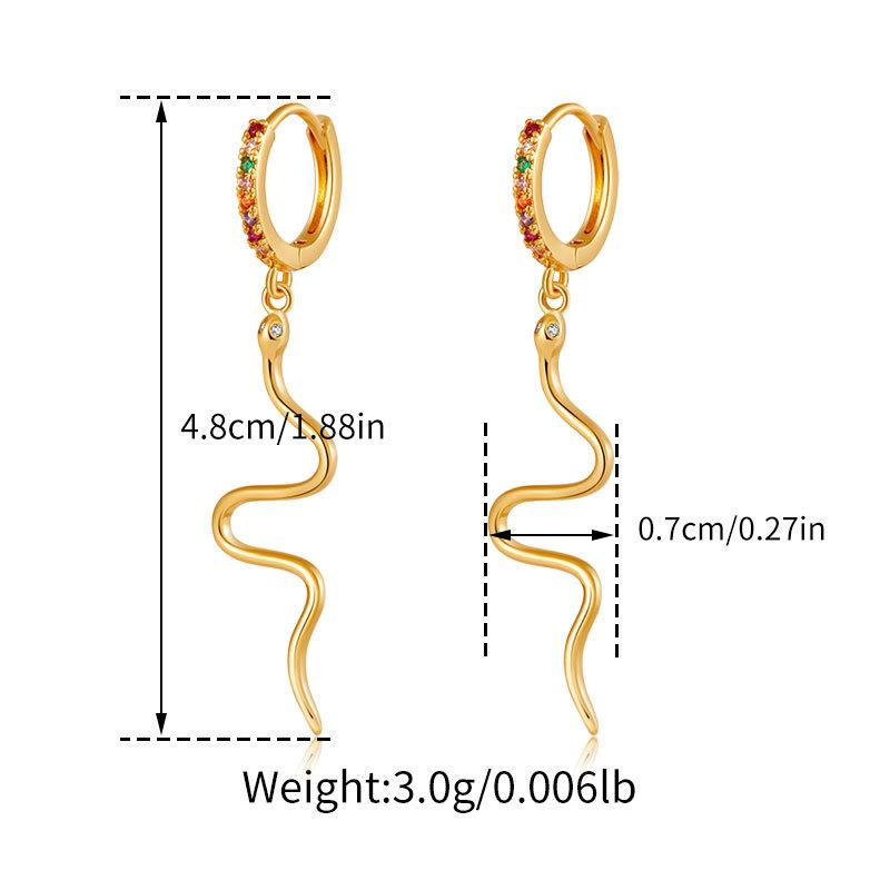 Snake Shape Animal Element 18k Gold Plated Copper Fashion Earrings For Women