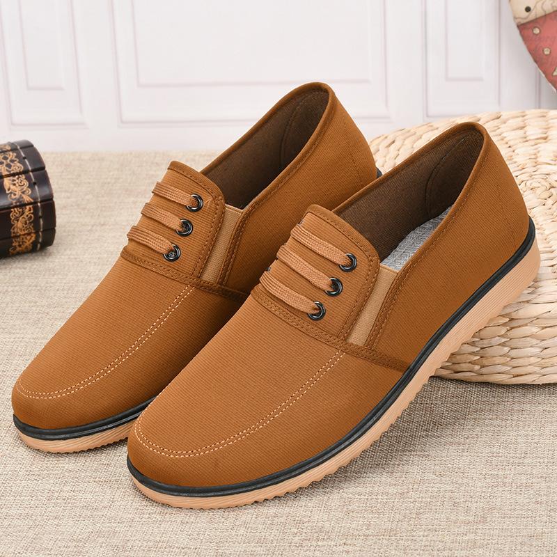 Men Casual Shoes High-quality Brand Fashion Men Shoes One Pedal All Black Canvas Shoes Casual Sets of Men Breathable Cloth Shoes