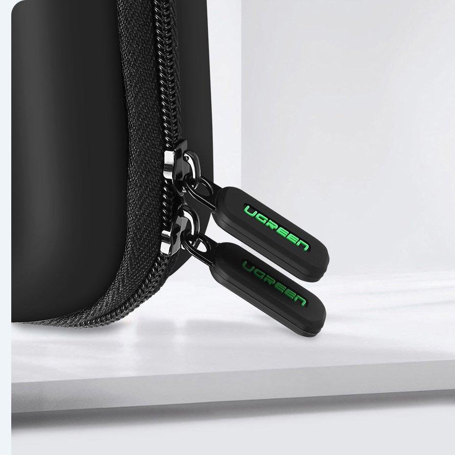 Ugreen Compact Black Protective Case for Hard Drive & Accessories, 16.5 x 9.5 x 4.5 cm (Model 40707)