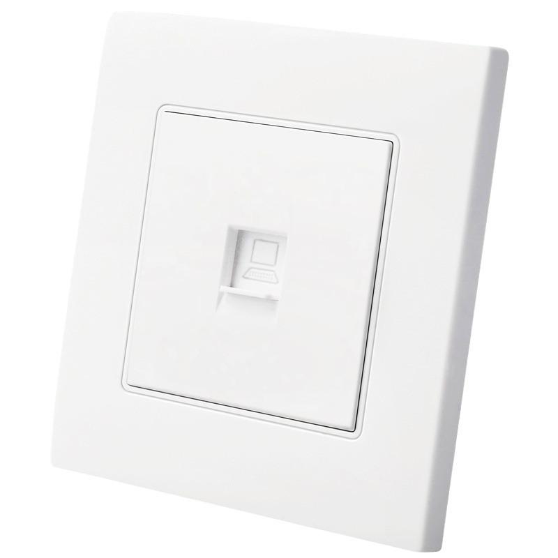Ivory White 86 Type Single Port Network Wall Socket for Broadband and Computer Connectivity
