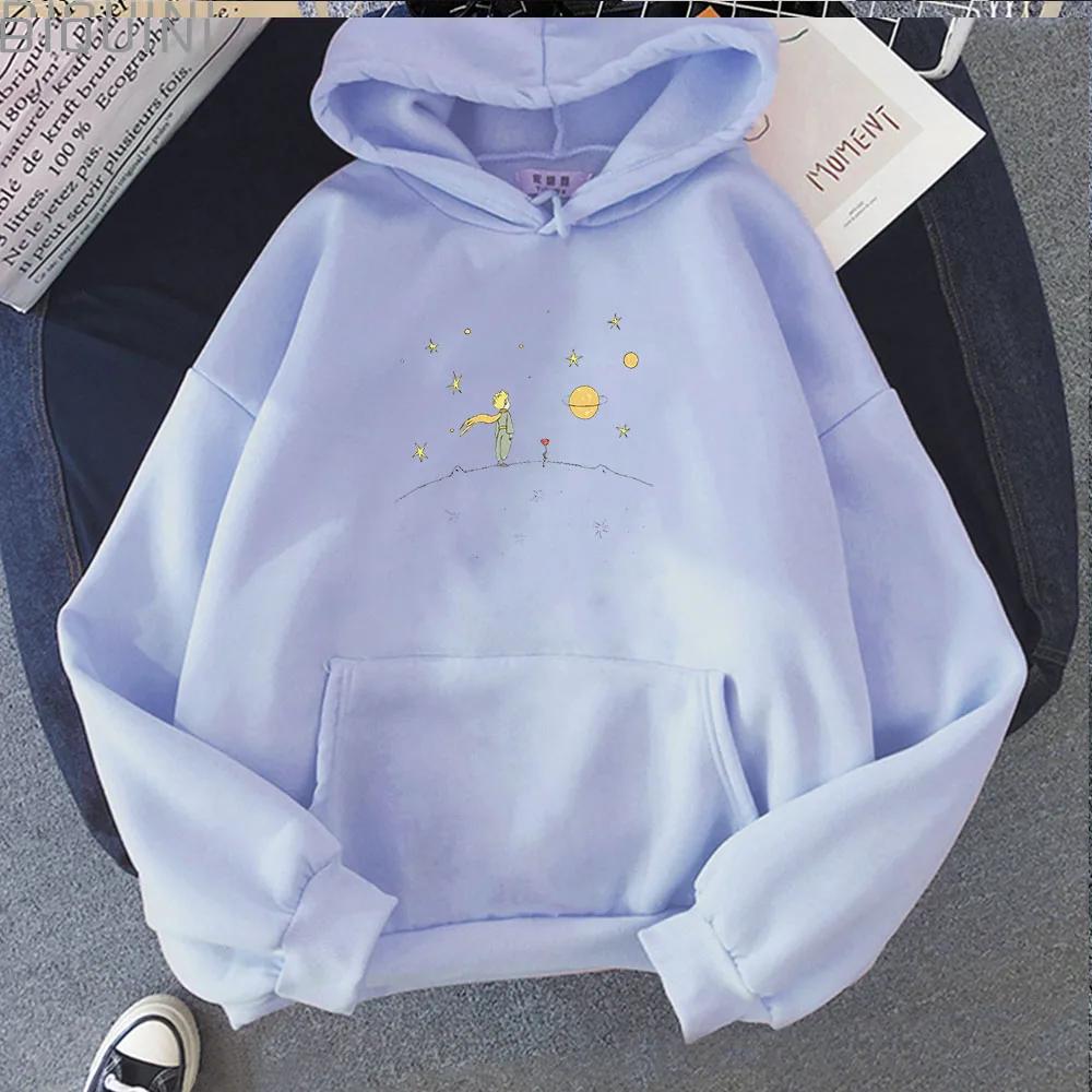 

Забавный мультфильм Ulzzang Весенняя Осенняя Одежда Женская С Капюшоном Kawaii Маленький Принц Графическая Толстовка Новые Женщины Мужчины Harajuku Толстовки XS