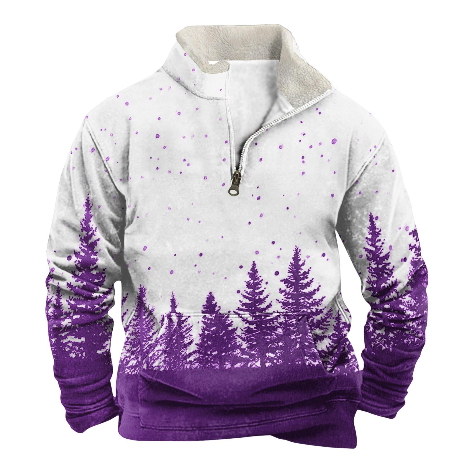 

Весенняя и мужская толстовка с воротником-стойкой — это повседневные свитера для активного отдыха, топы XL фиолетовый