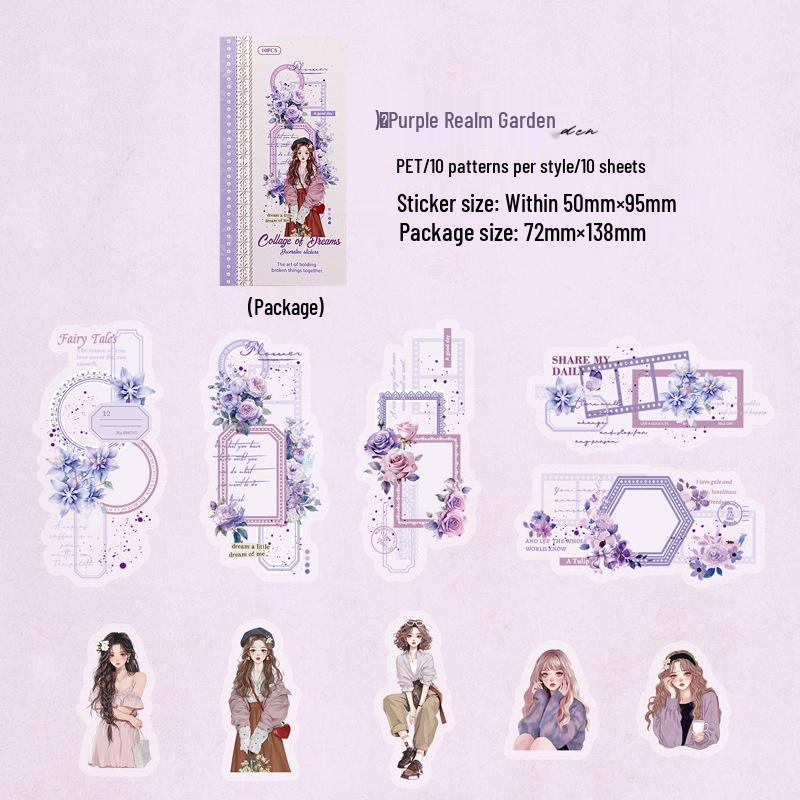 Yi Niao PET Romantic Deconstruction Stickers - Light Retro Girls DIY Set