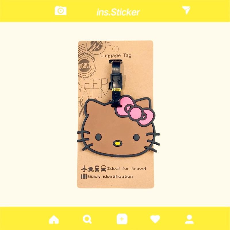 Черная мультяшная бирка для багажа Hello Kitty для чемодана