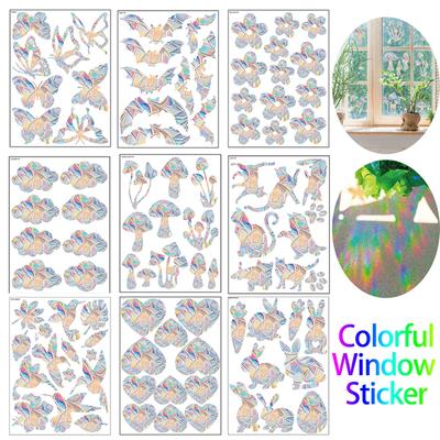 Colorful Window Sticker Suncatcher Rainbow Prism Butterfly Static Glass Sticker PVC Anti-collision Crash Glass Home Decor