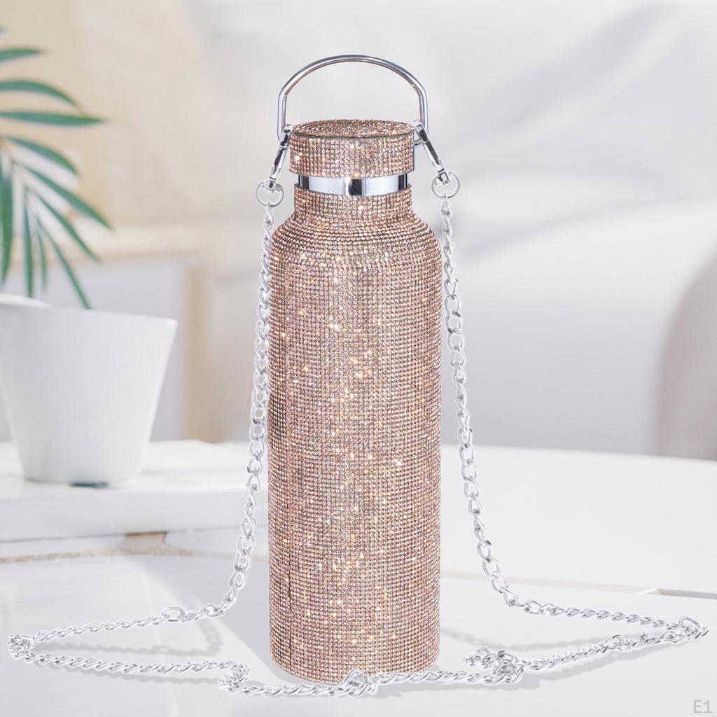 Bottle with Chain 500ml Glitter Vacuum Mug for Travel Drinking Kettle