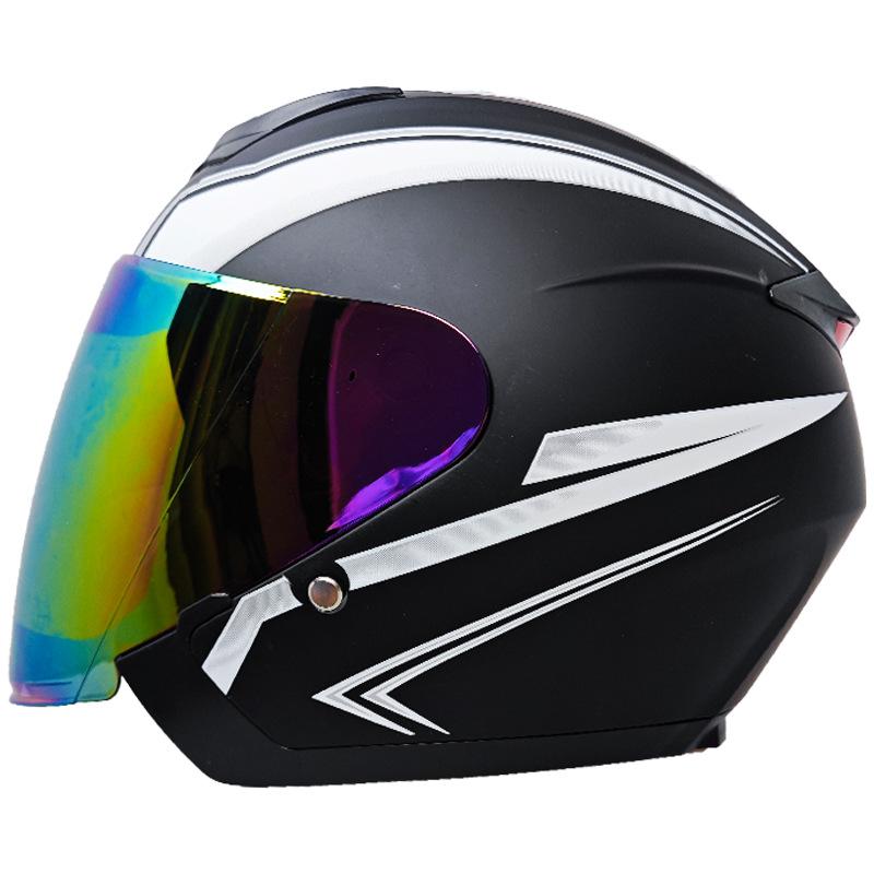 3/4 Helmet Double Lens Half Helmet Electric Car Helmet Men and Women Four Seasons Universal Riding Safety Helmet
