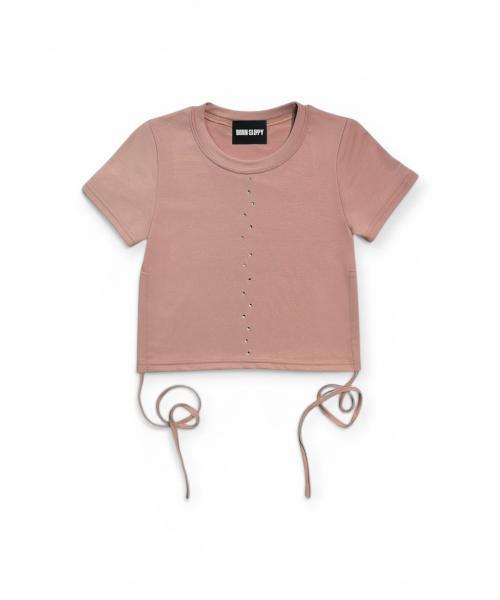 Bonseullipi Crystal Line String Crop Tee (Pink)