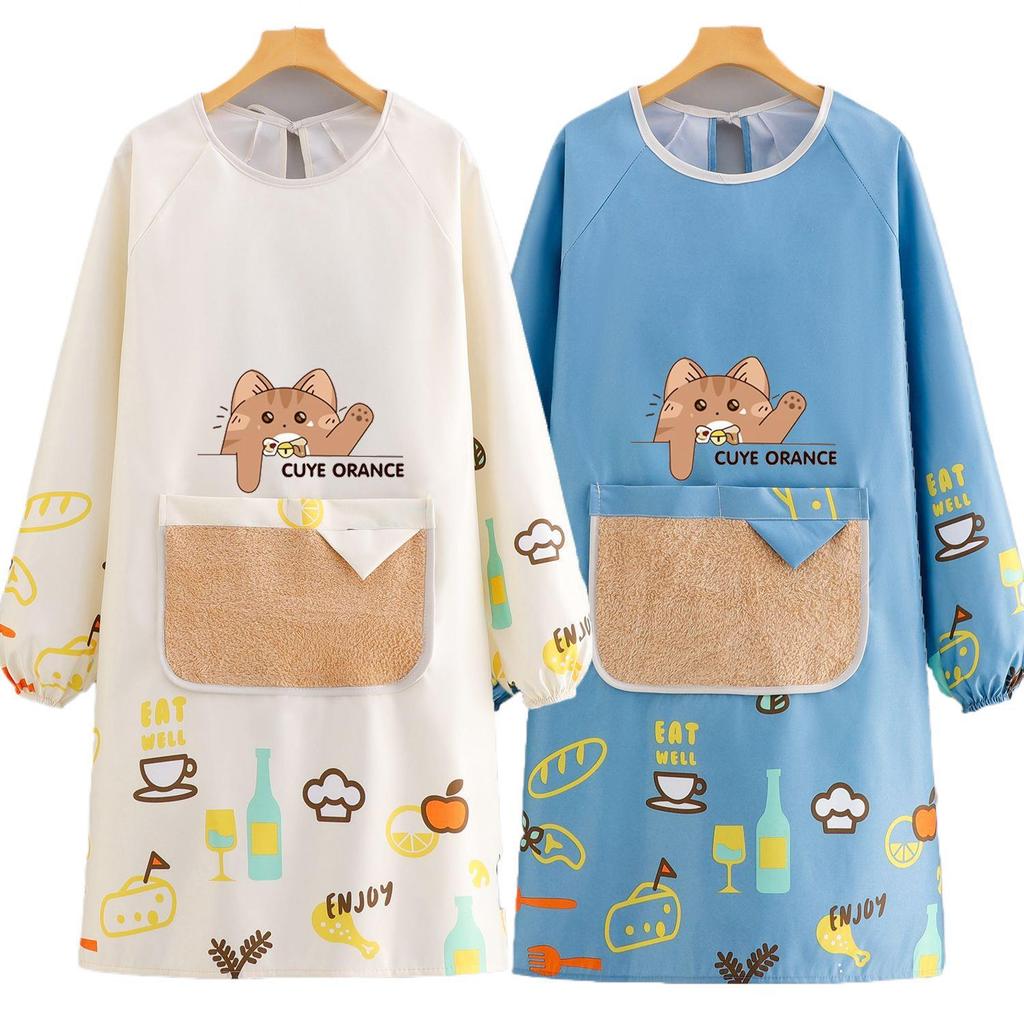 Young Pretty Waterproof Oil-Proof Long Sleeve Kitchen Apron - Stain-Resistant Work Wear