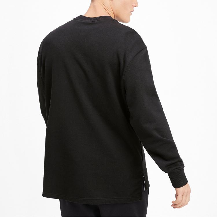 Puma Rebel Bold Color-Block Logo Print Crew Neck Sweatshirt Men Tops Black 580905-01