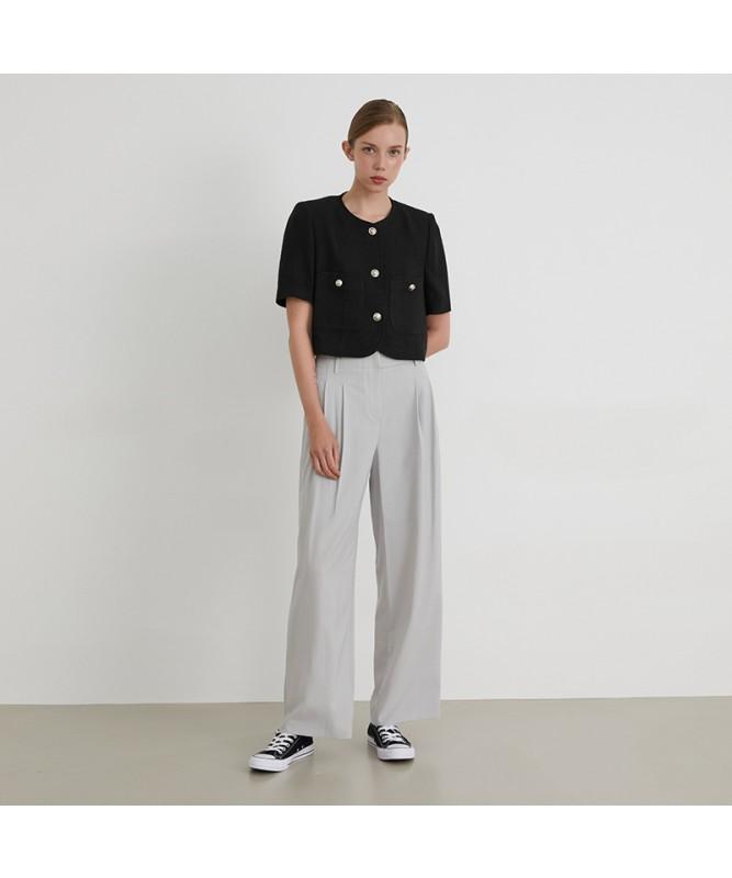 VISITINNEWYORK Double-Pleated High-Waisted Wide-Leg Pants (Va4Lp07)