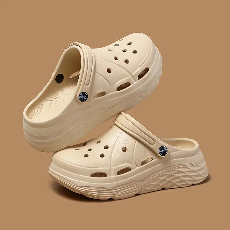 

Модные женские модные сандалии на платформе Лето 2025 С вырезами Eva Спортивные клоги Садовая обувь для женщин Толстая подошва Нескользящие пляжные сандалии 40-41 хаки