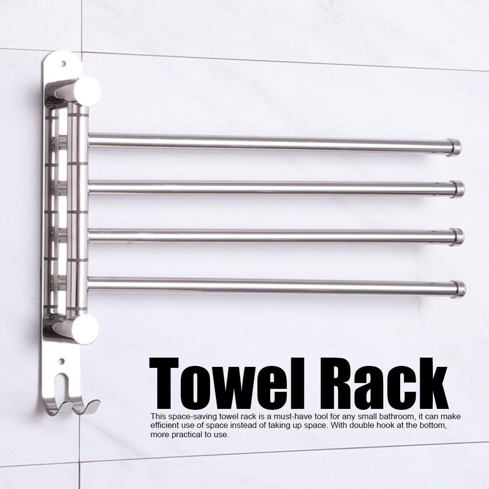 4 Stangen Edelstahl Wanddrehung Handtuchaufbewahrungsregal Ablagehalter Stange Badezimmer Organizer