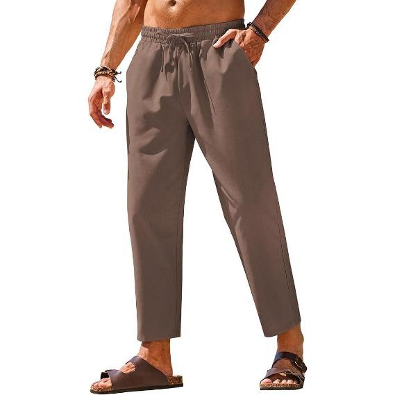 Grenzüberschreitende Amazon Herren Leinen Freizeithose Elastischer Bund Kordelzug Hose Yoga Strand Sommerhose