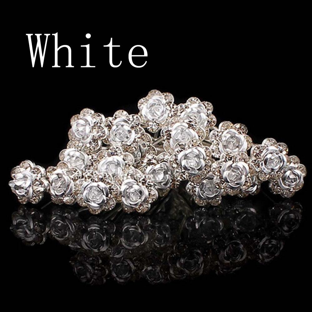 20PCS Jewelry Bridal Engagement Rhinestone Crystal Flower Hairpins Hair Clips