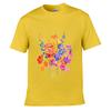 Colorful Wildflowers Watercolor Floral Bouquet Botanical Art Unisex Summer Washed Tee Loose Distressed Top