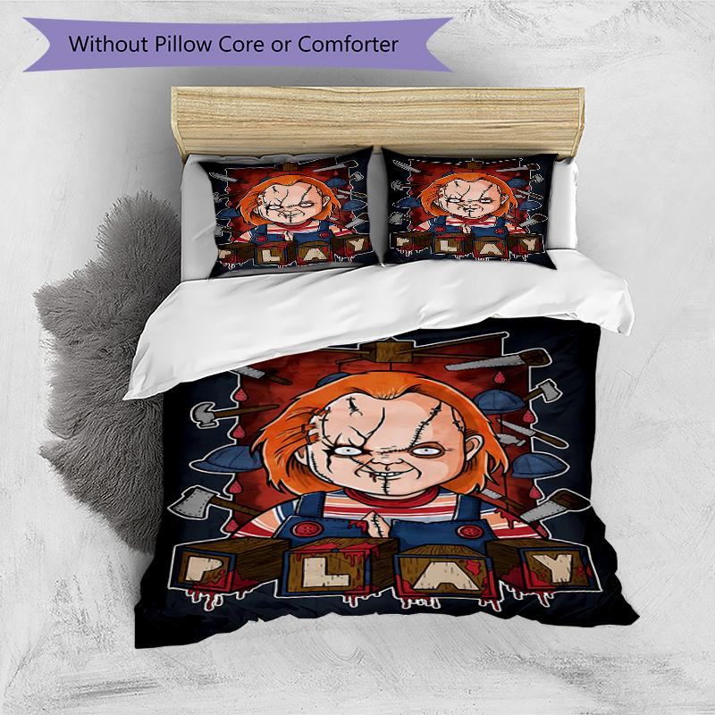 3pcs Chucky2 Design Cover Set - HD Printed Bedding with 1 Cover and 2 Pillowcases - Perfect for Home and Dorm Decor