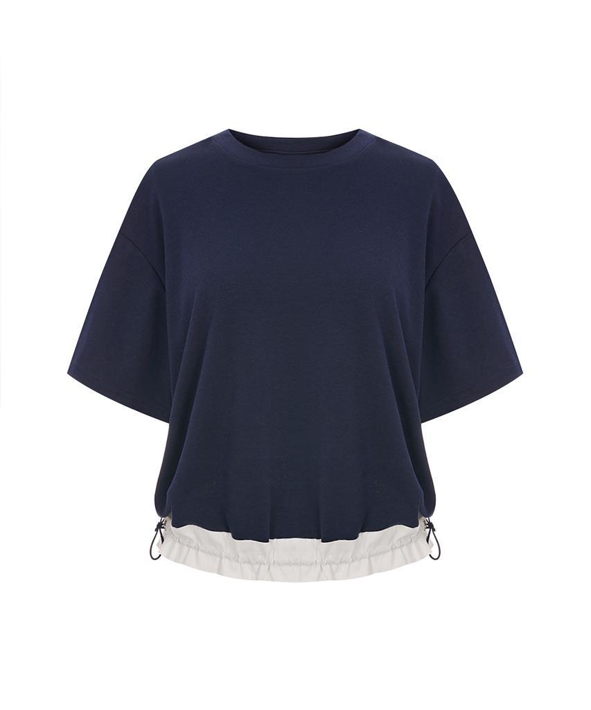 PAIGEFLYNN Contrast T-Shirt With Hem Drawstring_S6Bts007C