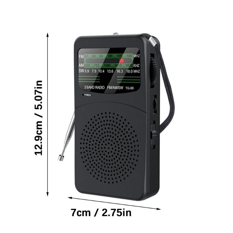 Pocket Sized Radio FM AM SW Reception LED Flashlights Headphone 3.5mm Plugs Ideal for Camping Hiking Daily Activity