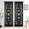 2 Pieces, Bohemian Flowers, Sun and Moon, Gothic Aesthetic, Green Leaf Window Treatment - Living Room, Bedroom, Home Decoration