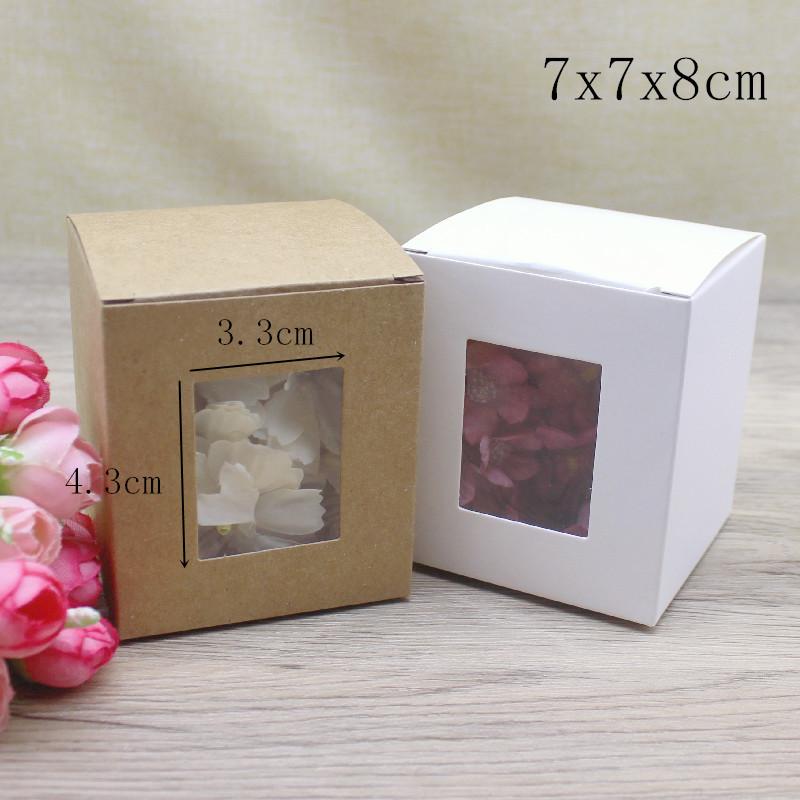 

10 шт. угловых коробок с окошком 7x7x8/10/12/14/16 см, бумажная упаковочная коробка, подарочная коробка из крафт-бумаги для конфет и свадебного подарка white 10box