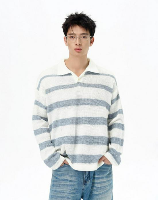 

Men s Trendy Color Block Seagull Collar Pullover Sweater - Autumn/Winter High-End Casual Knit Top Extra Extra Large белый