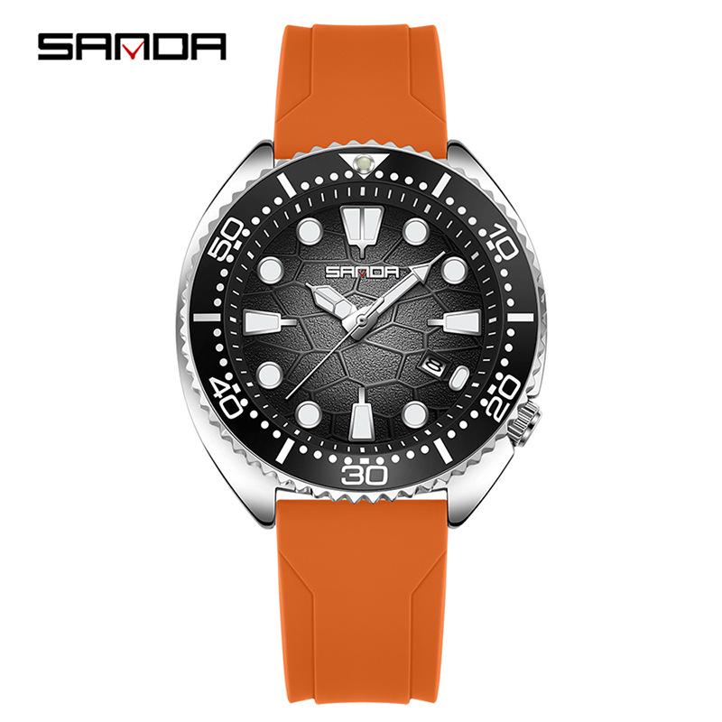 Sanda Men's Quartz Wristwatch with Rotating Bezel and Lava Dial – Fashionable Business Accessory