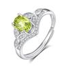 S925 Silver Natural Stone Leaf Open Ring, Multiple Colors, Minimalist Fashion Jewelry Accessory for Girls, Gift for Her